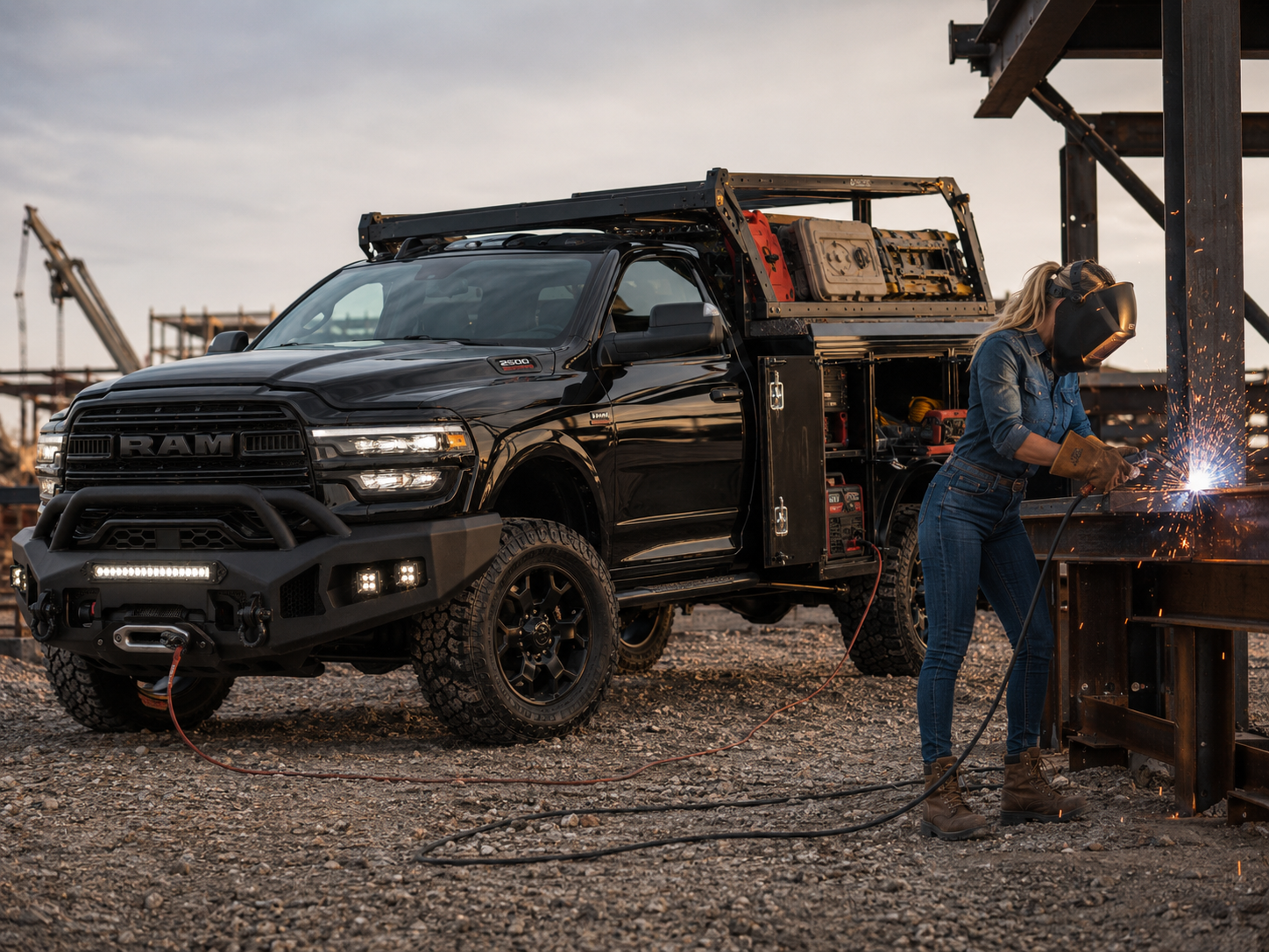 Black Ram supporting field welding